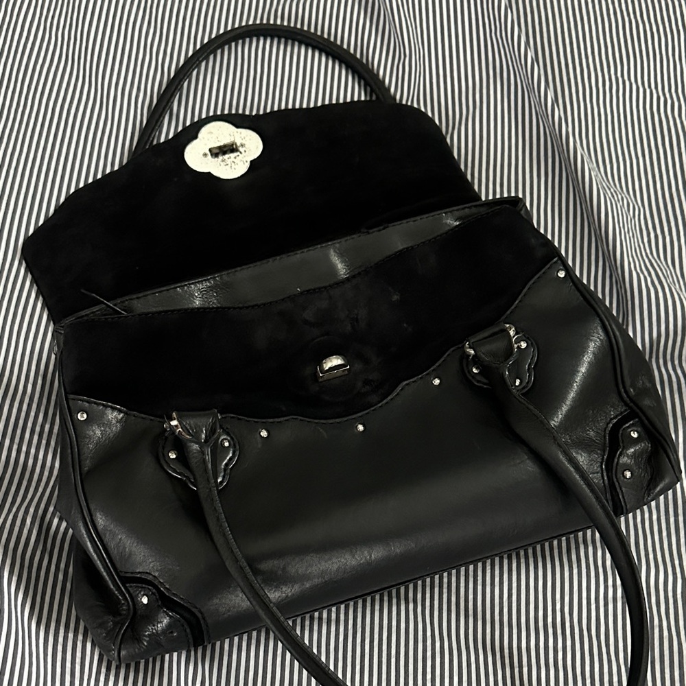 Michael Kors Black Leather Satchel with Silver Accents - Picture 6 of 16